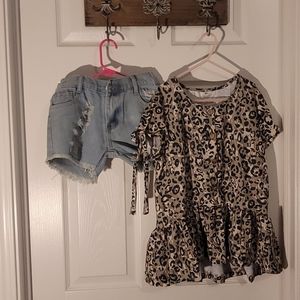 8/9 leopard short set